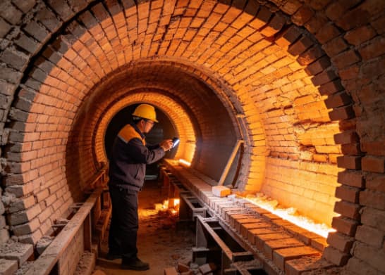 brick kiln refractory lining, hot face inspection, refractory wear